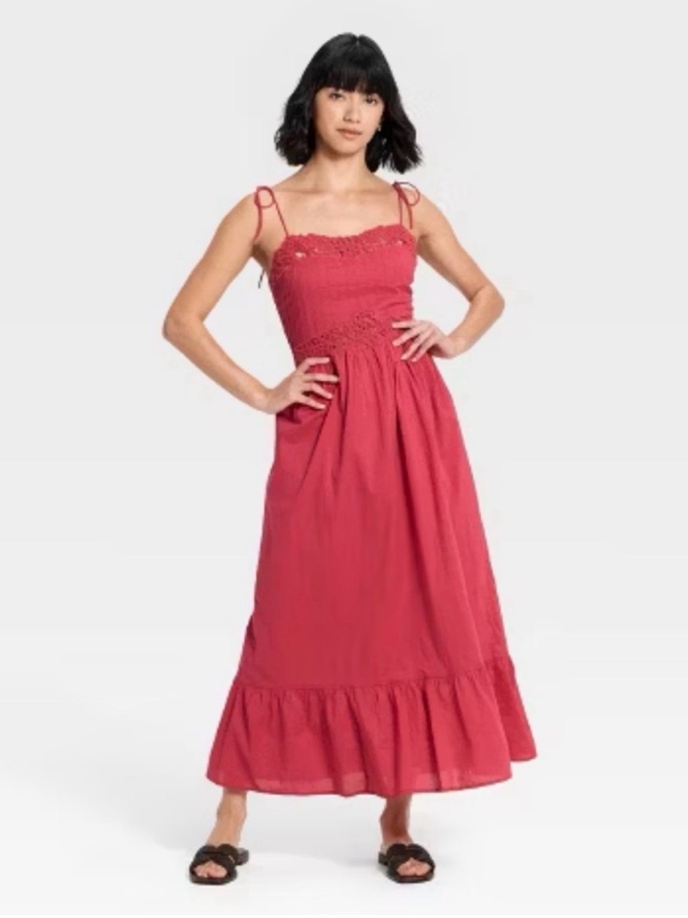 Universal Thread Rose Pink Smocked Maxi Dress with Ruffle Hem